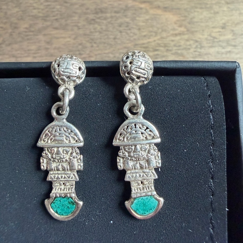 Vintage Handmade Silver 950 Tumi Design Tribal Earrings